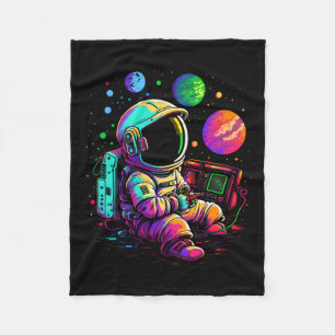 Arcade Planets Universe Gaming Astronaut Fleece Blanket