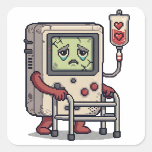 Arcade Video Game Birthday   Level Up Gamer Square Sticker
