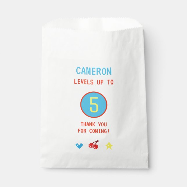 Arcade Video Game Birthday Party Thank you Favour Bags (Front)