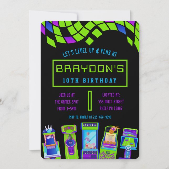 ARCADE VIDEO GAME GAMING Birthday Party Invitation (Front)