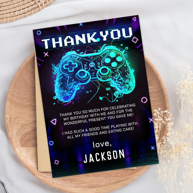 Arcade Video Game Kids Birthday Thank You Card (Creator Uploaded)