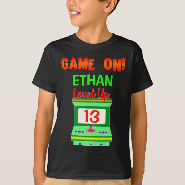 Arcade Video Game on Birthday Boy Party T-Shirt (Front)