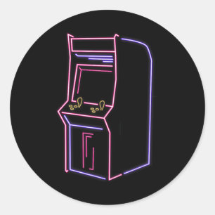 Arcade Video Gamer Game Machine Vintage 80s 90s Re Classic Round Sticker