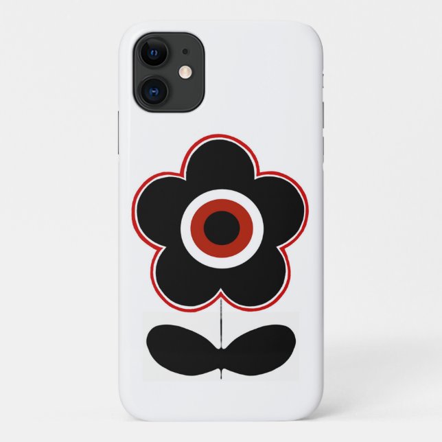 Arcades Retro Black Red Flower Power Phone Case (Back)