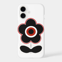 Arcades Retro Black Red Flower Power Phone Case