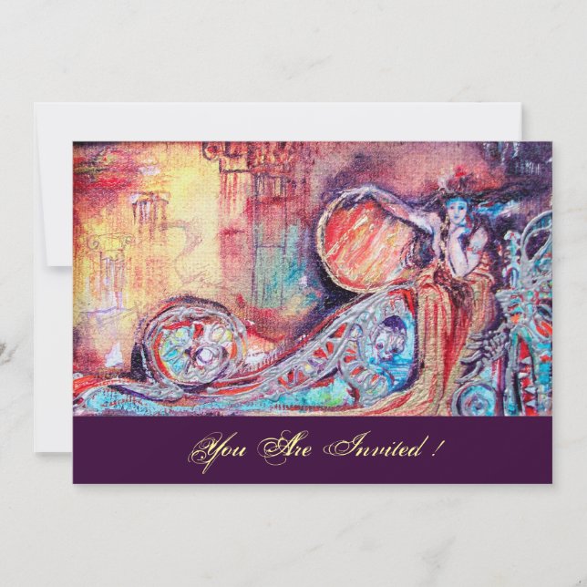 ARCADIA - BUTTERFLY PLANT Blue Red Pink Invitation (Front)