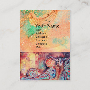 ARCADIA,MAGIC GOLD FLORAL SPARKLES Red Pink Green Business Card