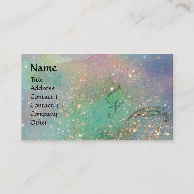 ARCADIA  / MAGIC GOLD SPARKLES  Blue Green,Teal Business Card (Front)