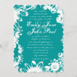 Arcadia Mint Green Boho Floral Wedding Invitation