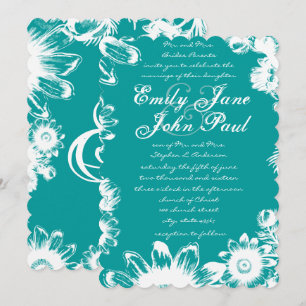 Arcadia Minty Blue Boho Floral Wedding Invitation