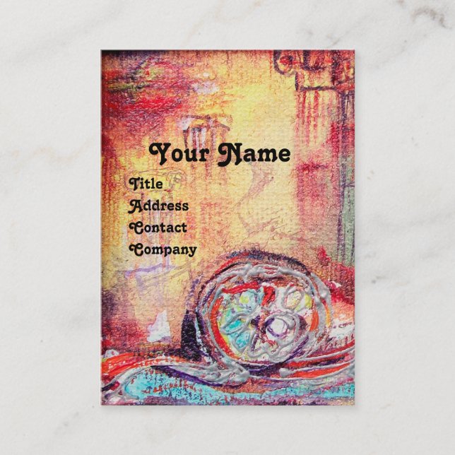 ARCADIA , Red Blue Silver Abstract Business Card (Front)