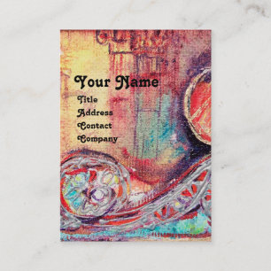 ARCADIA , Red Blue Yellow Silver Abstract Business Card