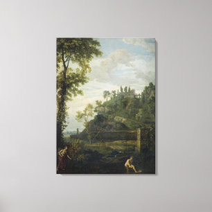 Arcadian Landscape with Salmacis and Hermaphroditu Canvas Print