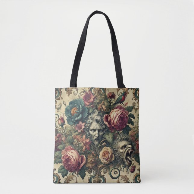 Arcane Atelier – Signature Gothic Floral All-Over  Tote Bag (Front)