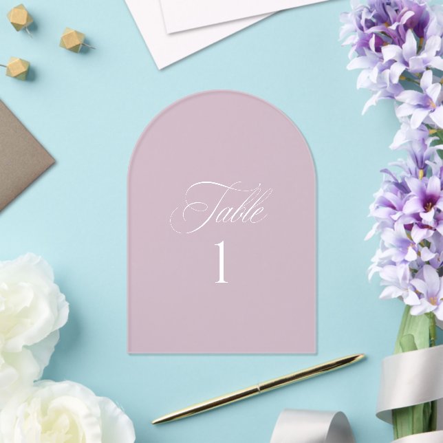 Arch Acrylic Pink Wedding Table Number (Insitu (Wedding))