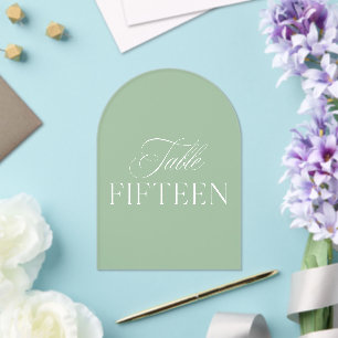 Arch Acrylic Sage Green Wedding Table 15 Number Invitations