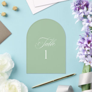 Arch Acrylic Sage Green Wedding Table Number