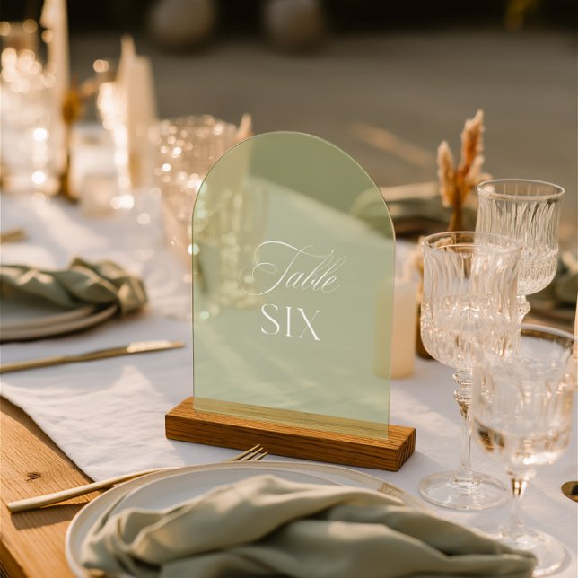 Arch Acrylic Sage Green Wedding Table Six Number Invitations (Arch Acrylic Sage Green Wedding Table Six Number Invitations)