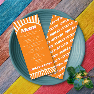 Arch and sunrays groovy wedding menu card
