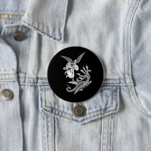 Arch Angel Fighting hydra Dragon art illustration 7.5 Cm Round Badge