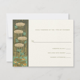 Arch Art Nouveau Dragonfly Lilypad Response Card