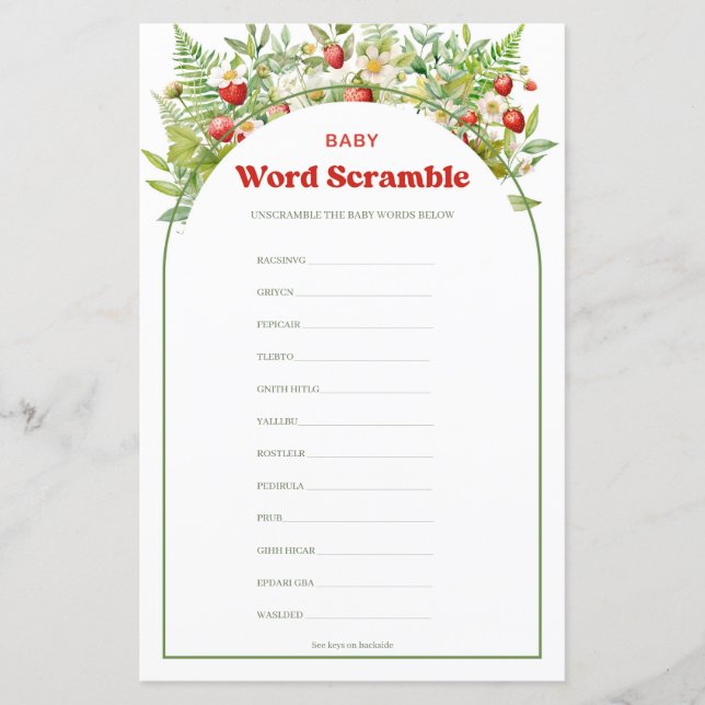 Arch Berry Sweet Strawberry Baby Word Scramble (Front)
