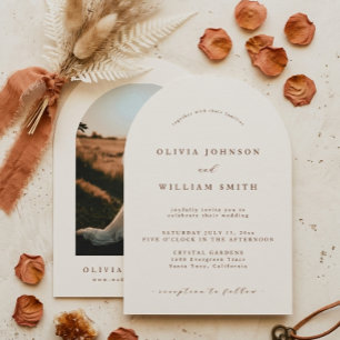 Arch Boho Minimalist Photo Wedding Invitation