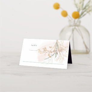 Arch Botanical Eucalyptus Golden Greenery Moss Place Card