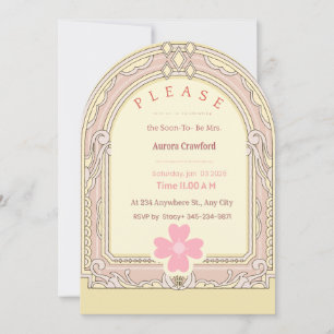 Arch Bridal Shower Invitation Elegant Pink Flowe