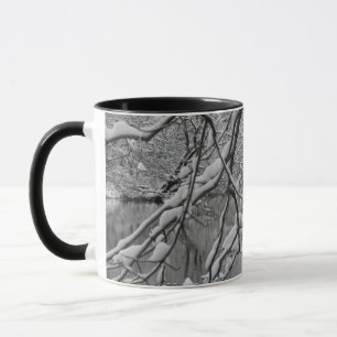 Arch Bridge over Frozen River in Winter Mug