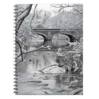Arch Bridge over Frozen River in Winter Spiral Notebook