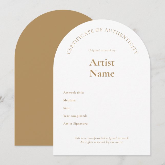 Arch Certificate of Authenticity Art Template (Front/Back)