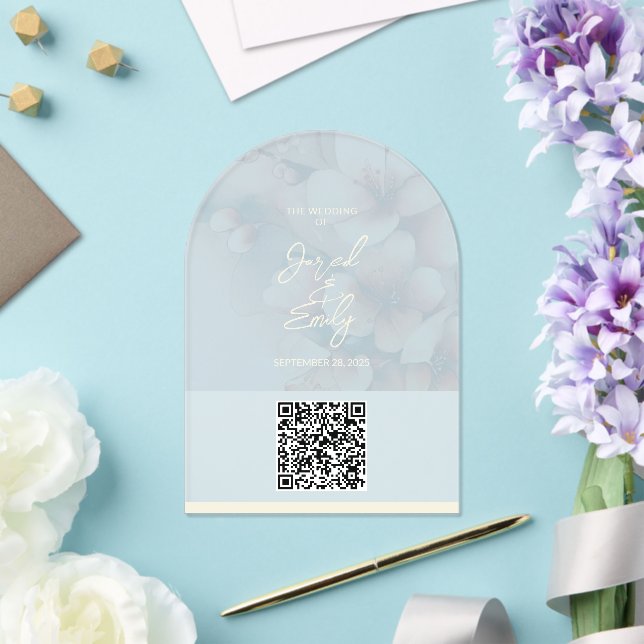 Arch Cherry Blossom Wedding Invitation QR Code (Insitu (Wedding))
