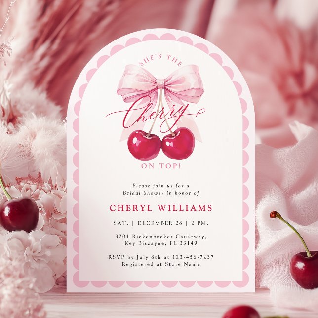 Arch Cherry On Top Bridal Shower Invitation (Creator Uploaded)