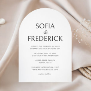 Arch Classic Photo Script Black and White Wedding Invitation