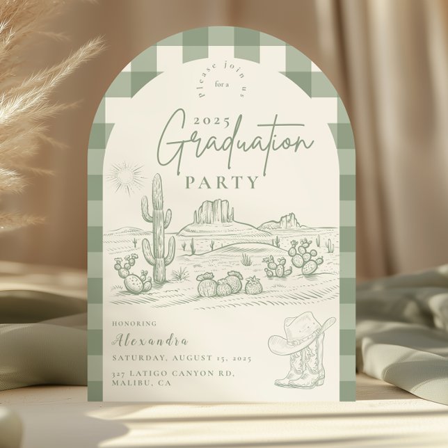Arch Desert Chic Graduation Western Cowgirl Invitation (Creator Uploaded)