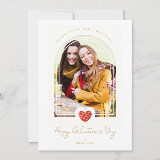 Arch Effect Red Heart Friends Happy Galentine's  Card (Front)