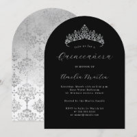 Arch Elegant Black Silver Tiara Quinceanera