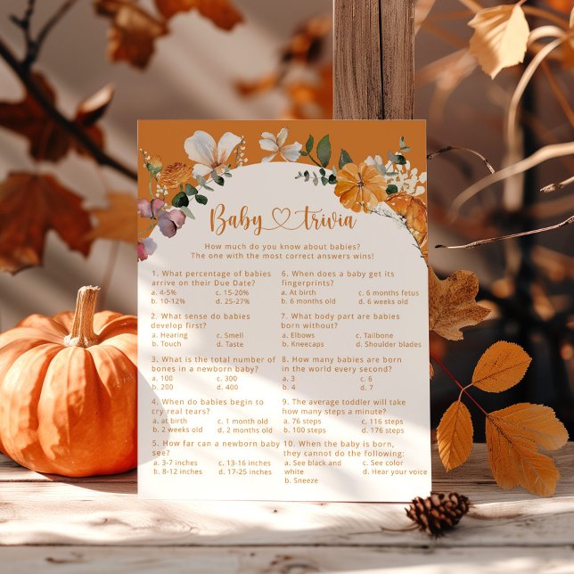 Arch fall pumpkin Baby trivia baby shower game (Creator Uploaded)