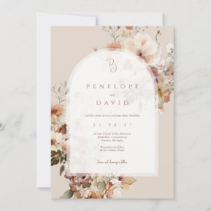 Arch Fall Wedding Invite   Blush & Fall Florals