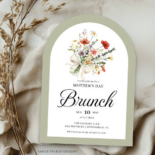 Arch Floral Bouquet Mothers Day Brunch Invitation