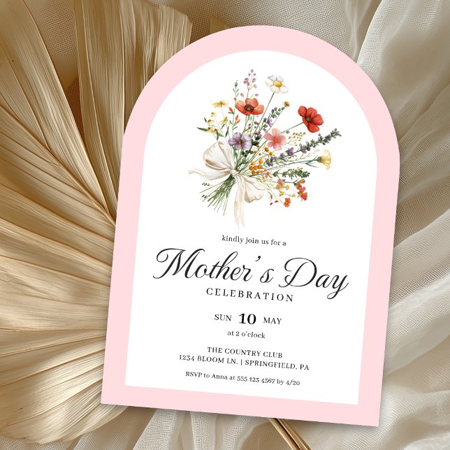 Arch Floral Mother’s Day Brunch Invitation (Arched shape invitation is shown in 5x7 in. Choose size, paper and corner style.)