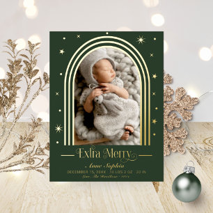 Arch Frame Birth Announcement  Foil Postcard