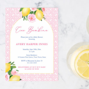 Arch Frame Ciao Bambina Lemons Baby Girl Shower Invitation