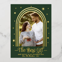 Arch Frame Pregnancy Announcement Foil Postcard