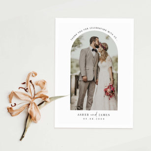 Arch Frame Wedding Photo Thank You Card