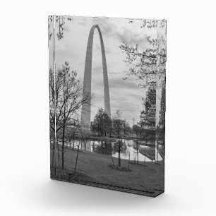 Arch From The Park Grayscale Photo Block