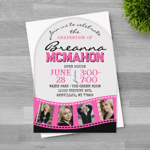 Arch Graduation Photo Filmstrip Pink Frosted Acrylic Invitations