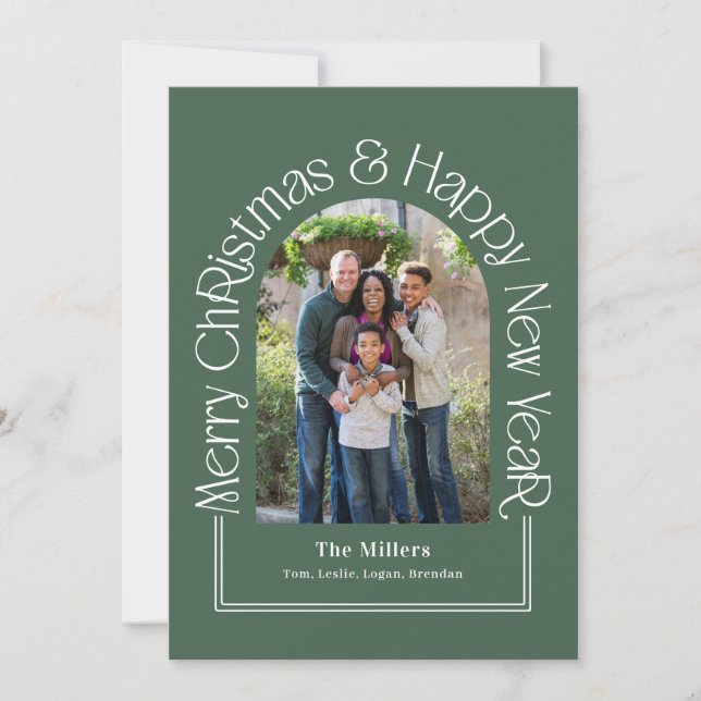 Arch Greeting Editable Colour Holiday Card (Front)