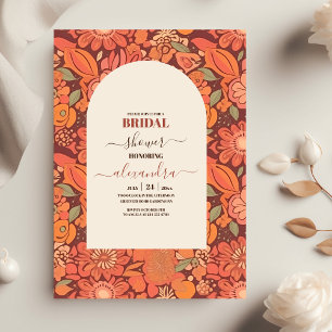 Arch Groovy Retro 70s Floral Bridal Shower Invitation